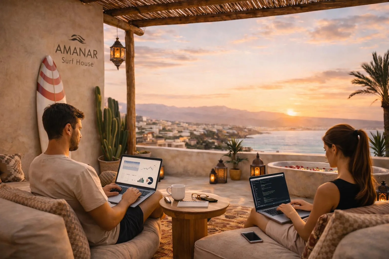 Nomad Package — AMANAR Surf Retreat, Tamraght — 3D rendering
